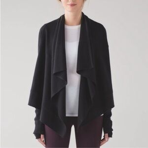 Lululemon Athletica Lululemon Zen Wrap Open Front Batwing HighLow Black Ribbed 8